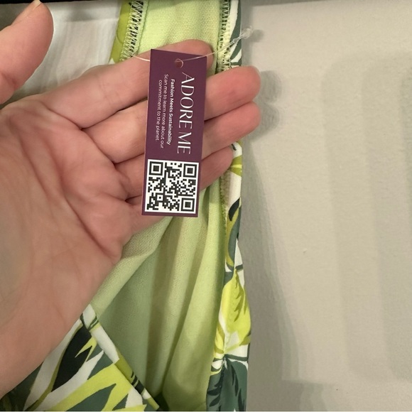 Adore Me Monroe Contour Palm Paradise Halter Neck One Piece Swimsuit Sz 0X NWT - Picture 5 of 8